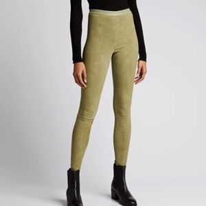 Alice & Olivia suede & leather Maddox high rise legging sage green